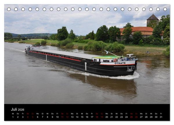 Produktbild: Schiffe auf der Oberweser (Tischkalender 2026 DIN A5 quer), CALVENDO Monatskalender