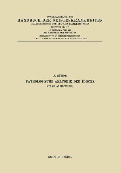 Produktbild: Pathologische Anatomie der Idiotie