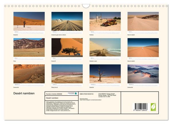 Produktbild: Des&eacute;rt namibien (Calendrier mural 2026 DIN A3 vertical), CALVENDO calendrier mensuel