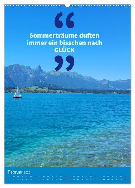 Produktbild: Verr&uuml;ckt nach SOMMER Urlaub- Auszeit - Spr&uuml;che (hochwertiger Premium Wandkalender 2026 DIN A2 hoch), Kunstdruck in Hochglanz