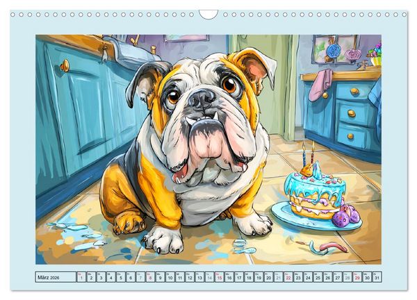 Produktbild: Bulldoggen. Lustige Cartoons von beliebten Charakterk&ouml;pfen (Wandkalender 2026 DIN A3 quer), CALVENDO Monatskalender