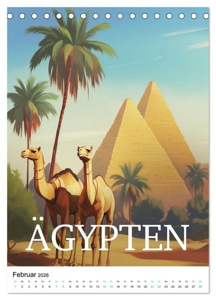 Produktbild: Reise in die 50er Jahre. Vintage Travel Poster. (Tischkalender 2026 DIN A5 hoch), CALVENDO Monatskalender