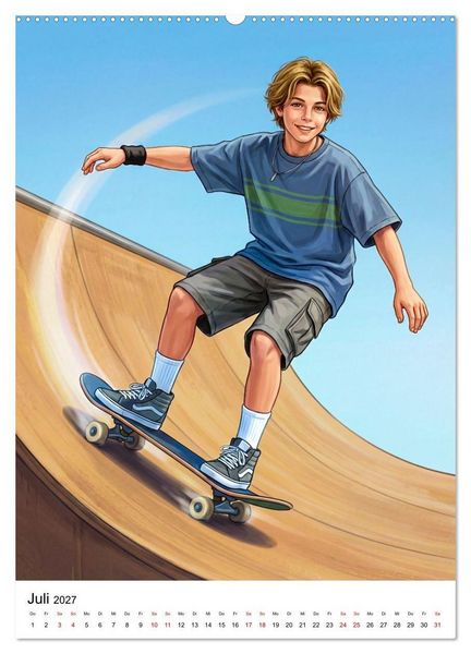 Produktbild: Level Up - Skate Vibes (Wandkalender 2027 DIN A2 hoch), CALVENDO Monatskalender