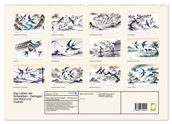 Produktbild: Das Leben der Schwalben - Getragen von Wind und Freiheit (hochwertiger Premium Wandkalender 2026 DIN A2 quer), Kunstdruck in Hochglanz