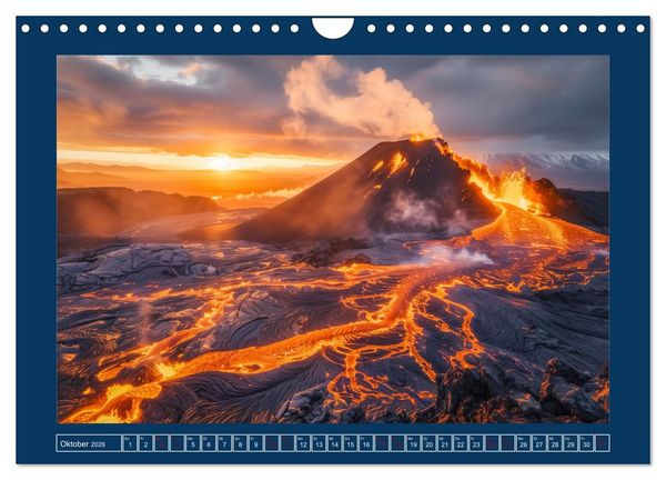 Produktbild: Lebendige Feuerberge - Fantastisch durch eine KI in Szene gesetzt (Wandkalender 2026 DIN A4 quer), CALVENDO Monatskalender