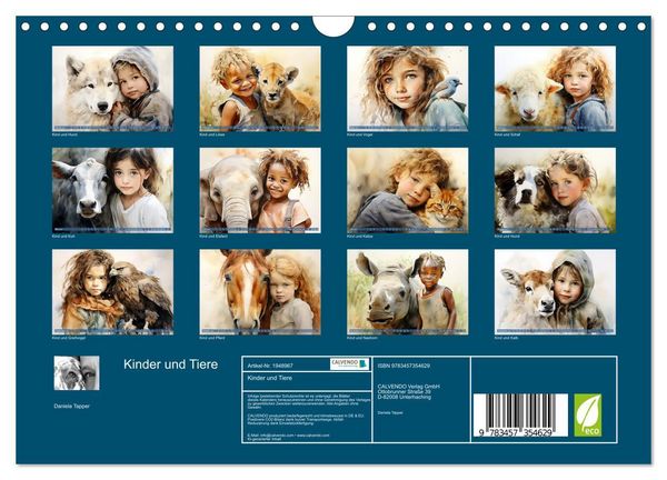 Produktbild: Kinder und Tiere (Wandkalender 2026 DIN A4 quer), CALVENDO Monatskalender