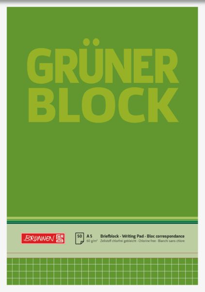 Produktbild: Brunnen Briefblock A5 60g Gr&uuml;n kariert