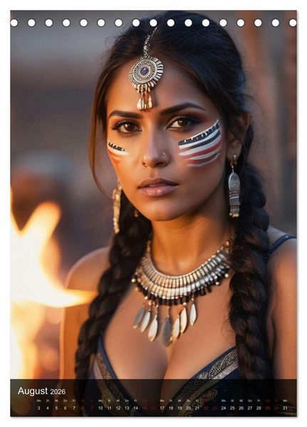 Produktbild: Native American Girls (Tischkalender 2026 DIN A5 hoch), CALVENDO Monatskalender