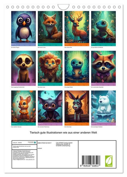 Produktbild: Tierisch gute Illustrationen wie aus einer anderen Welt (Wandkalender 2026 DIN A4 hoch), CALVENDO Monatskalender