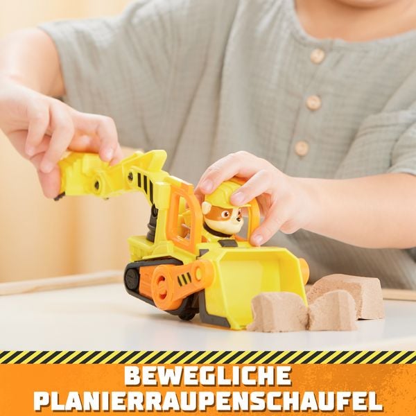 Produktbild: Rubble und Crew - Planierraupen-Baufahrzeug mit Rubble-Figur, bewegliche Schaufel & Bagger, Spielzeug aus der TV-Serie, ab 3 Jahren