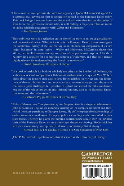 Produktbild: Weber, Habermas and Transformations of the European State