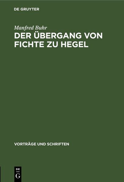 Produktbild: Der &Uuml;bergang von Fichte zu Hegel