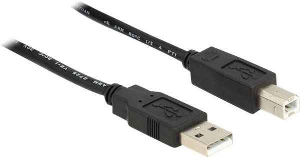 Delock USB-Kabel USB 2.0 USB-A Stecker, USB-B Stecker 20.00m Schwarz UL-zertifiziert 83557