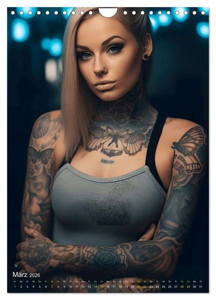 Produktbild: Tattoo Sch&ouml;nheiten - zw&ouml;lf Monate, zw&ouml;lf Frauen und jede Menge Tattoos (Wandkalender 2026 DIN A4 hoch), CALVENDO Monatskalender