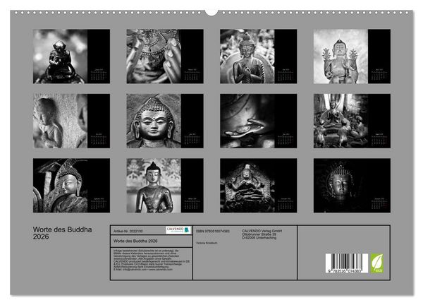 Produktbild: Worte des Buddha 2026 (hochwertiger Premium Wandkalender 2026 DIN A2 quer), Kunstdruck in Hochglanz