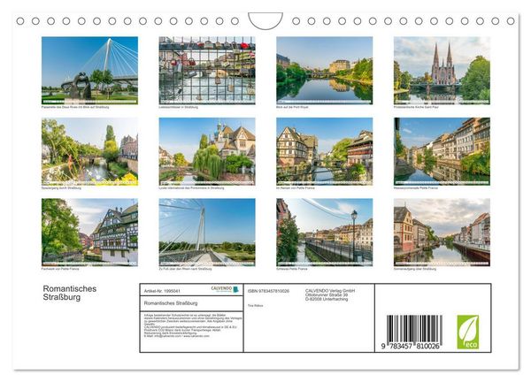 Produktbild: Romantisches Stra&szlig;burg (Wandkalender 2026 DIN A4 quer), CALVENDO Monatskalender
