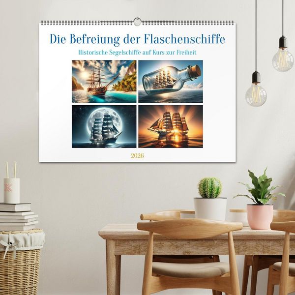Produktbild: Die Befreiung der Flaschenschiffe - Historische Segelschiffe (Wandkalender 2026 DIN A2 quer), CALVENDO Monatskalender