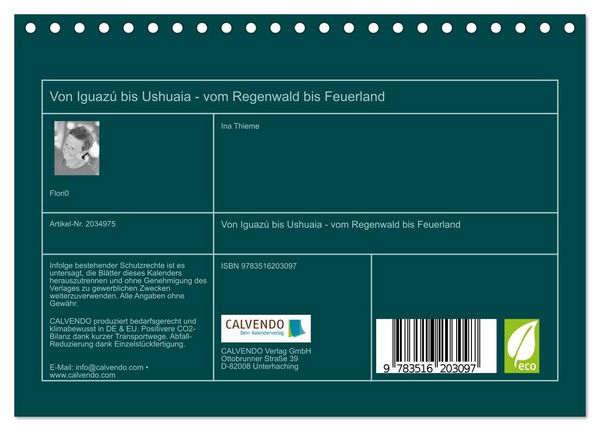 Produktbild: Von Iguaz&uacute; bis Ushuaia - vom Regenwald bis Feuerland (Tischkalender 2026 DIN A5 quer), CALVENDO Monatskalender