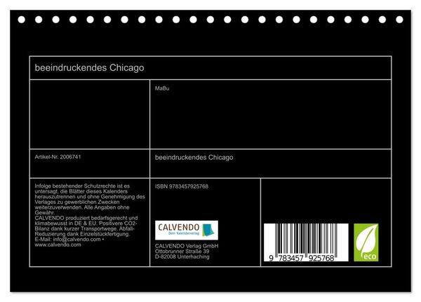Produktbild: beeindruckendes Chicago (Tischkalender 2026 DIN A5 quer), CALVENDO Monatskalender