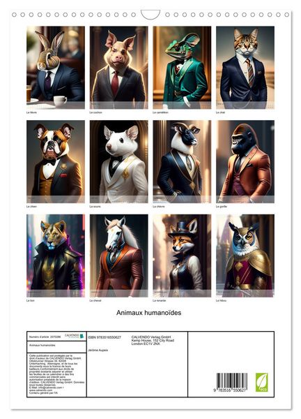 Produktbild: Animaux humano&iuml;des (Calendrier mural 2026 DIN A3 horizontal), CALVENDO calendrier mensuel