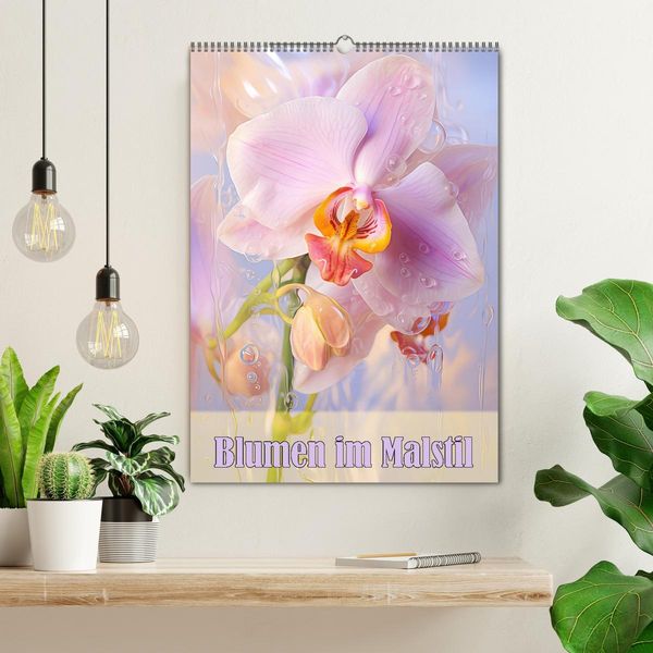 Produktbild: Blumen im Malstil (Wandkalender 2026 DIN A2 hoch), CALVENDO Monatskalender