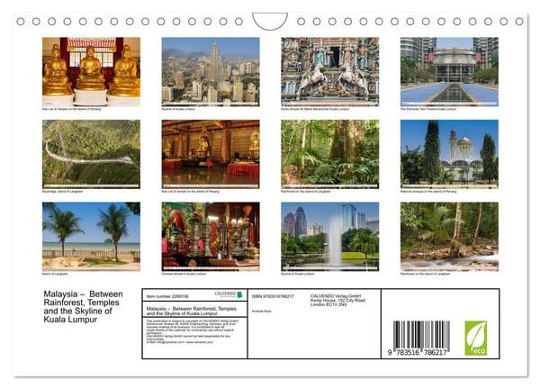 Produktbild: Malaysia &ndash; Between Rainforest, Temples and the Skyline of Kuala Lumpur (Wall Calendar 2027 DIN A4 landscape), CALVENDO 12 Month Wall Calendar