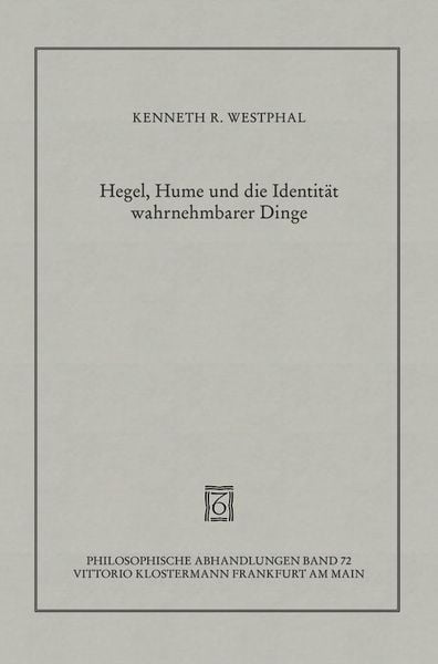 Produktbild: Hegel, Hume und die Identit&auml;t wahrnehmbarer Dinge