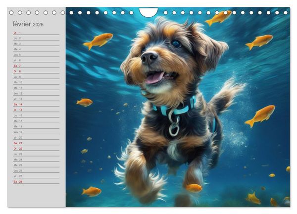 Produktbild: Chiens : les nageurs intr&eacute;pides (Calendrier mural 2026 DIN A4 vertical), CALVENDO calendrier mensuel