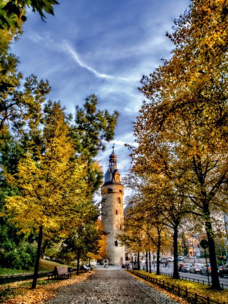 Produktbild: CALVENDO Puzzle Der Leipziger Turm im Herbst | 1000 Teile Lege-Gr&ouml;&szlig;e 64x48cm Foto-Puzzle f&uuml;r gl&uuml;ckliche Stunden