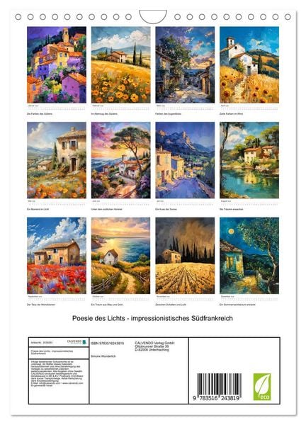 Produktbild: Poesie des Lichts - impressionistisches S&uuml;dfrankreich (Wandkalender 2026 DIN A4 hoch), CALVENDO Monatskalender