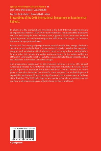 Produktbild: Proceedings of the 2018 International Symposium on Experimental Robotics