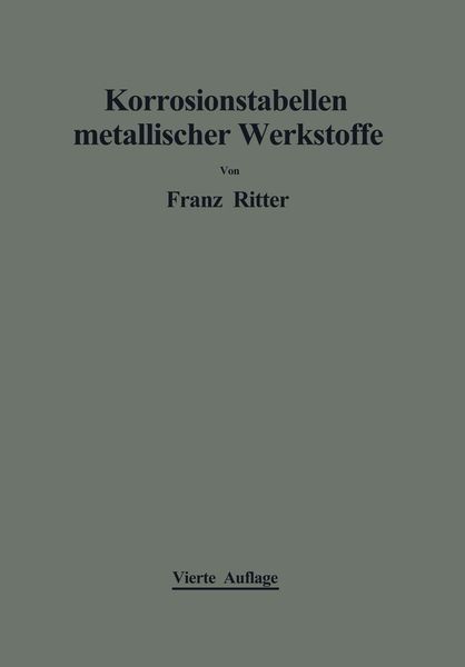 Produktbild: Korrosionstabellen metallischer Werkstoffe
