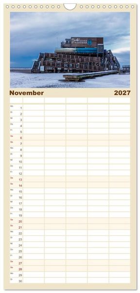 Produktbild: Familienplaner 2027 - Sankt Peter-Ording - Str&auml;nde, D&uuml;nen, Weite mit 5 Spalten (Wandkalender, 21 x 45 cm) CALVENDO