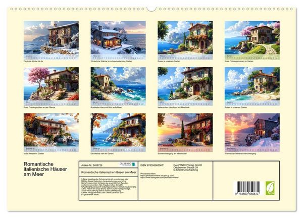 Produktbild: Romantische italienische H&auml;user am Meer (hochwertiger Premium Wandkalender 2027 DIN A2 quer), Kunstdruck in Hochglanz