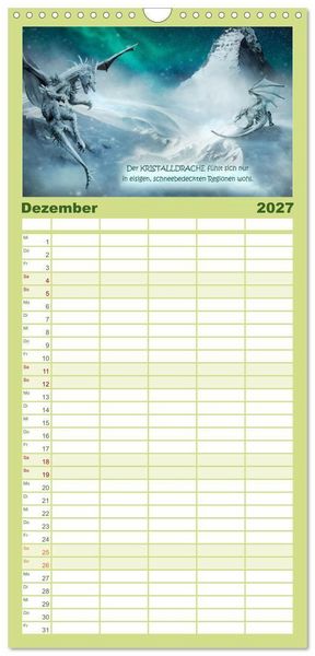 Produktbild: Familienplaner 2027 - Wo die wilden Drachen wohnen mit 5 Spalten (Wandkalender, 21 x 45 cm) CALVENDO