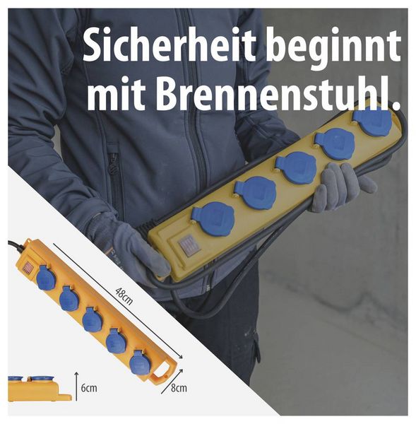Produktbild: Brennenstuhl 1159900205 Steckdosenleiste mit Schalter Gelb Schutzkontakt 1 St.