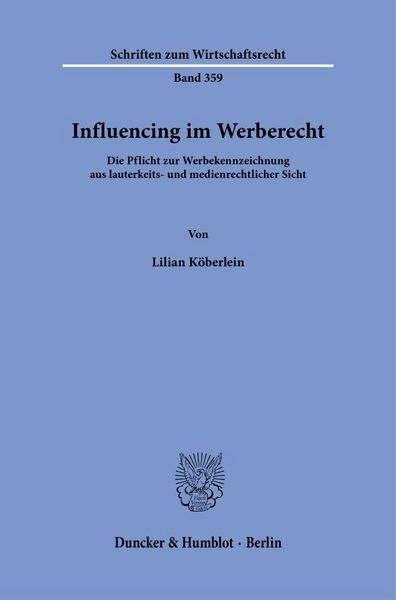 Produktbild: Influencing im Werberecht
