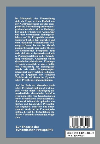 Produktbild: Zur Theorie der dynamischen Preispolitik