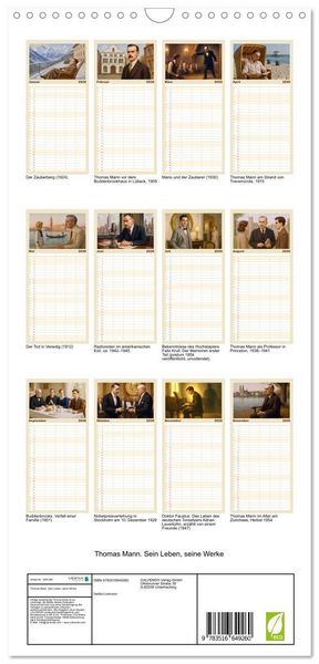 Produktbild: Familienplaner 2026 - Thomas Mann. Sein Leben, seine Werke mit 5 Spalten (Wandkalender, 21 x 45 cm) CALVENDO