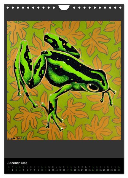 Produktbild: Acrylic paintings - Pfeilgiftfr&ouml;sche und Cham&auml;leons (Wandkalender 2026 DIN A4 hoch), CALVENDO Monatskalender