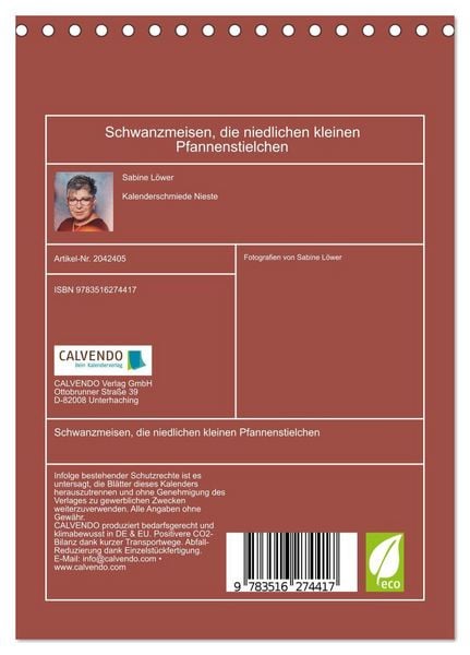 Produktbild: Schwanzmeisen, die niedlichen kleinen Pfannenstielchen (Tischkalender 2026 DIN A5 hoch), CALVENDO Monatskalender