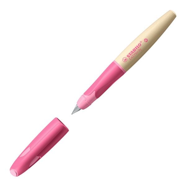 Produktbild: STABILO Schulf&uuml;ller ergonomisch f&uuml;r Rechtsh&auml;nder mit Anf&auml;nger-Feder A -   EASYbirdy Timber in pink- inkl. Patrone