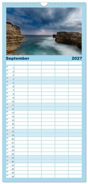 Produktbild: Familienplaner 2027 - Menorca - die kleine Schwester von Mallorca mit 5 Spalten (Wandkalender, 21 x 45 cm) CALVENDO