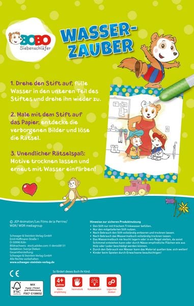 Produktbild: Bobo Siebenschl&auml;fer Wasserzauber: Wassermalbuch f&uuml;r Kinder ab 3 Jahren