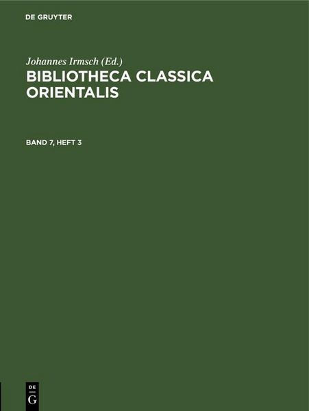 Produktbild: Bibliotheca Classica Orientalis. Band 7, Heft 3