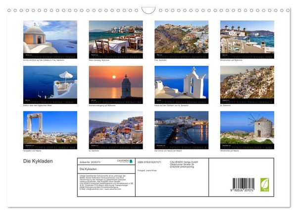 Produktbild: Die Kykladen (Wandkalender 2026 DIN A3 quer), CALVENDO Monatskalender