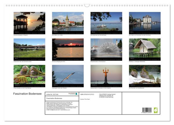 Produktbild: Faszination Bodensee (Wandkalender 2026 DIN A2 quer), CALVENDO Monatskalender