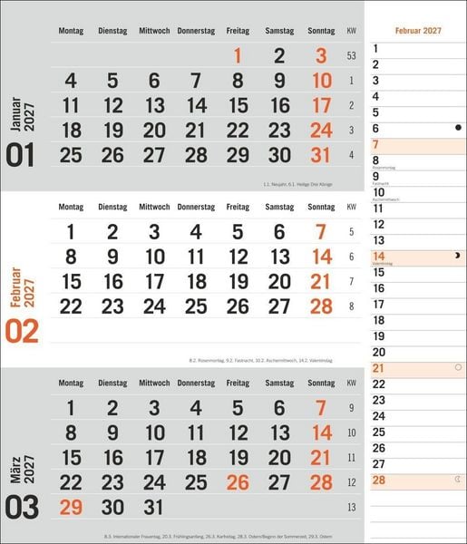 Produktbild: times&more 3-Monatsplaner, orange 2027