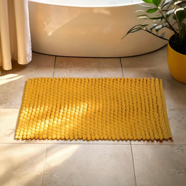 Produktbild: Badteppich Mod. Solivo, senfgelb, Polyester/Baumwolle, 50x80 cm, rutschhemmend beschichtet,
