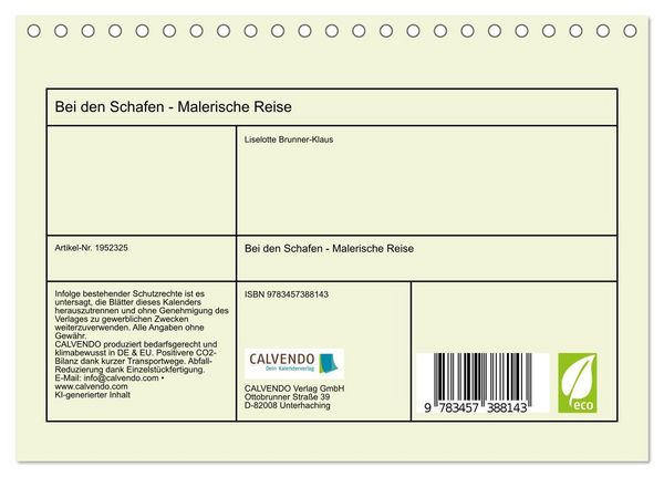 Produktbild: Bei den Schafen - Malerische Reise (Tischkalender 2026 DIN A5 quer), CALVENDO Monatskalender